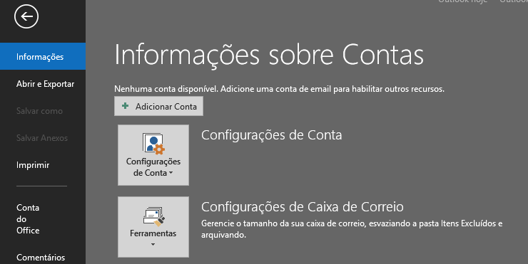 Microsoft Outlook 2016, 2013, 2010: Selecionando contas