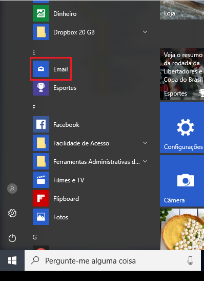 Windows 10: Abrir o app E-mail